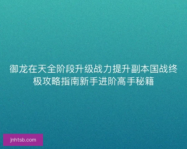 御龙在天全阶段升级战力提升副本国战终极攻略指南新手进阶高手秘籍
